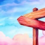 Watercolor Signpost Under Pastel Sky