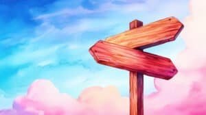 Watercolor Signpost Under Pastel Sky