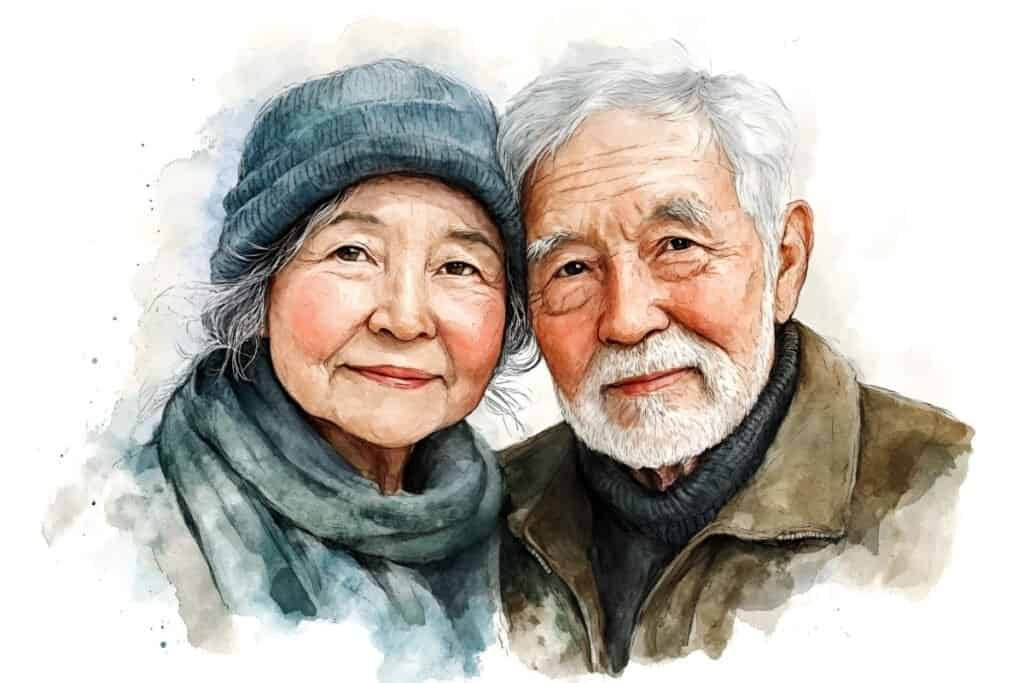 Close and happy older couple