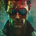 Is Everyone Real or Are Some People NPCs/Bots? Matrix Code effect with Neo guy in watercolor