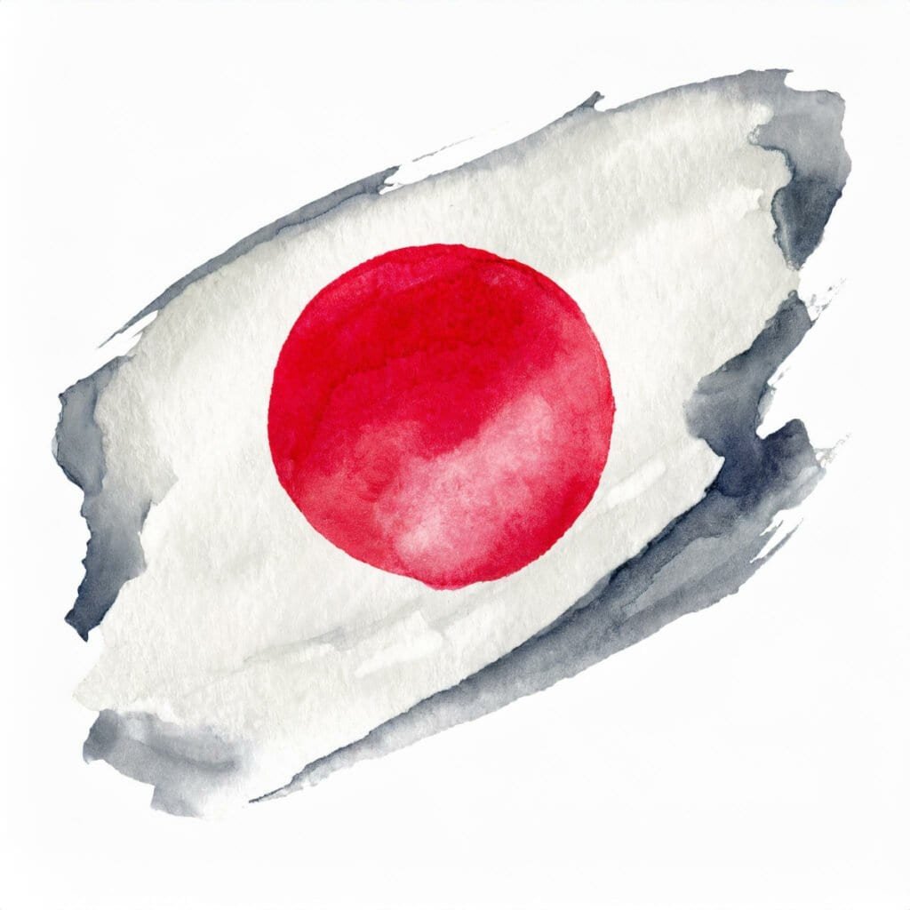 japan flag on white background watercolor art