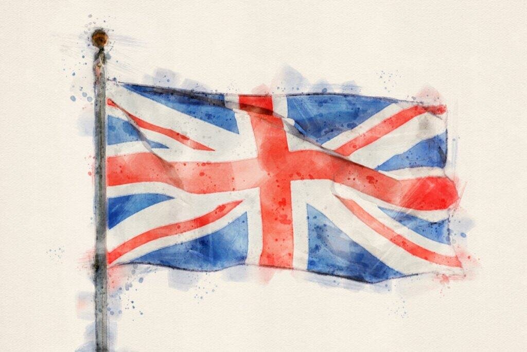 UK flag - Union Jack in watercolor