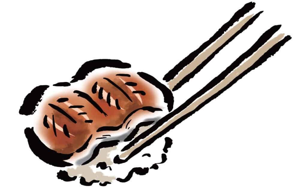 Eel rice with chopsticks - 箸でつかんだ鰻ご飯