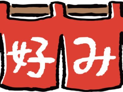 Okonomiyaki Restaurant entrance sign in Japanese