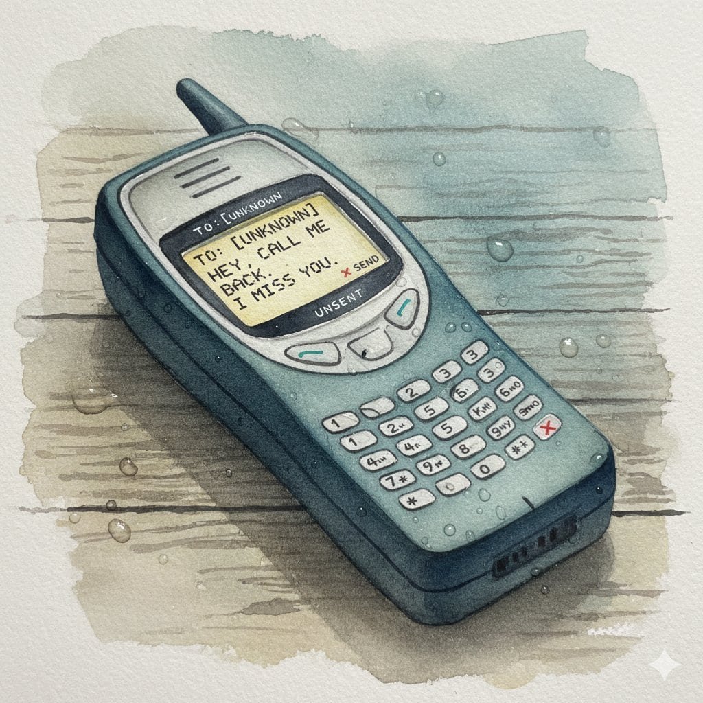 An old mobile phone with an unsent `Call me back’ message. (image by Google AI)