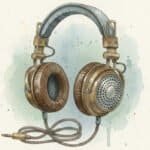 The Face Behind the Words: My Midlife Journey & Story Watercolor of old-school headphones
