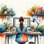 When Does Devotion Become Obsession? (And How Would You Even Know?) A woman sitting at a desk devoted to her computer work