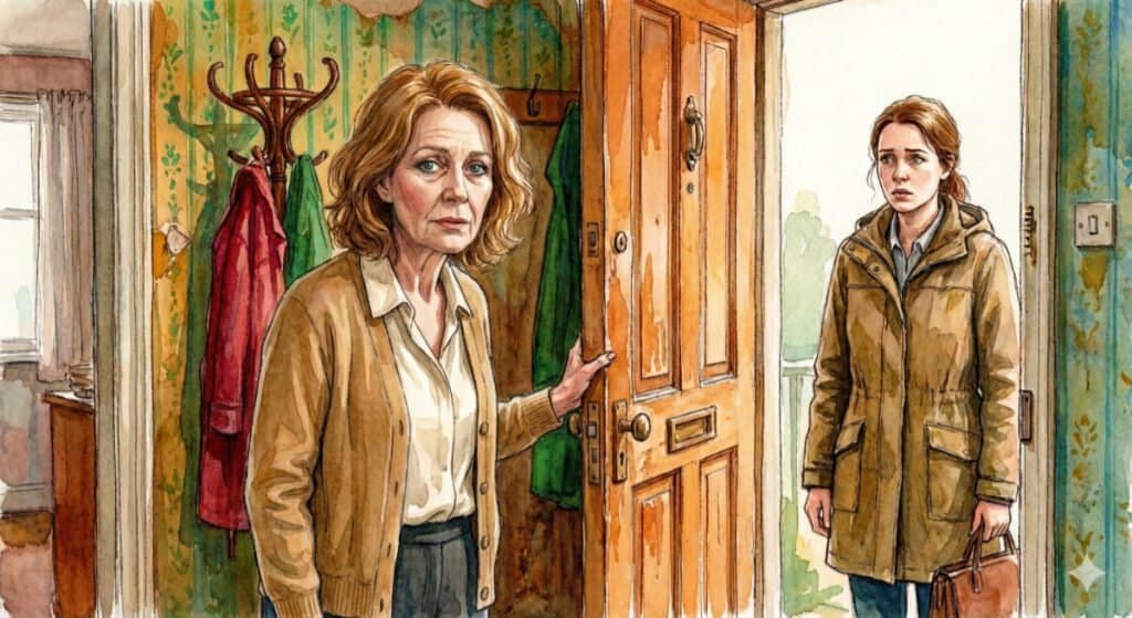 Watercolor of a lady tired from overthinking about gossip.